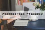 广东麻将屁胡是什么胡法（广东麻将胡牌公式）