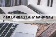 广东线上麻将组队怎么玩（广东麻将群免费进）