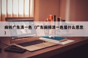 麻将广东清一色（广东麻将清一色是什么意思）